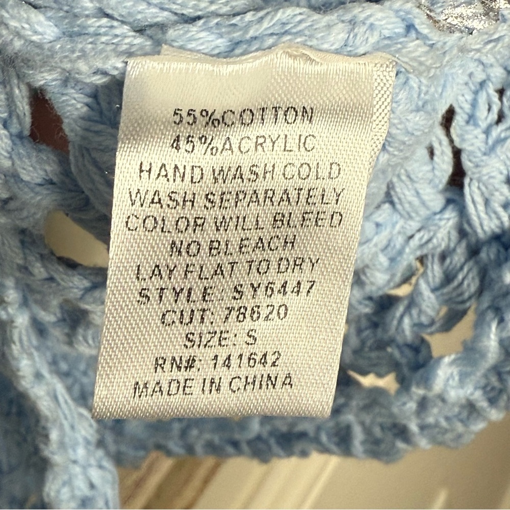 MOD Crochet Knit Metallic Sweater in Light Blue - Picture 5 of 10